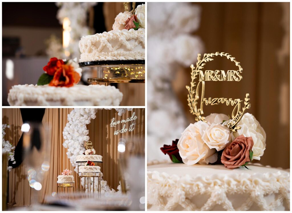 Home wedding photography details cake